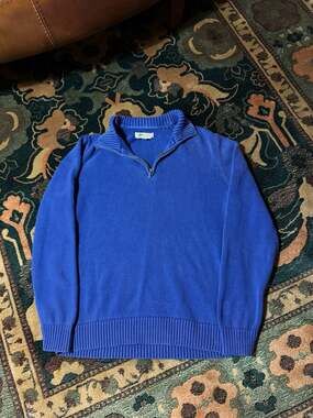 Goodthreads Men's 100% Cotton Royal Blue Quarter-Zip Sweater